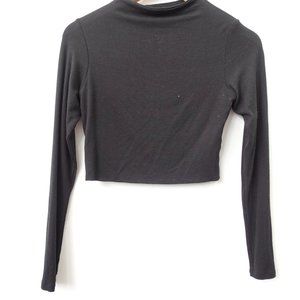 Nakedwardrobe Top Women Size Medium Crop Crew Neck Stretch The Classic Black USA